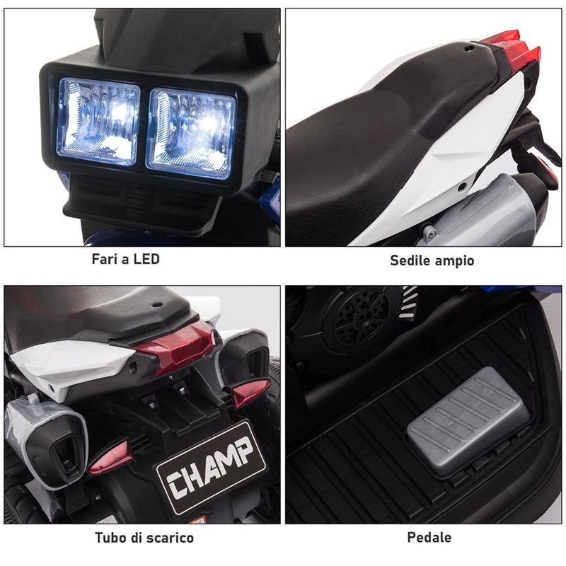 MOTO ELETTRICA PER BAMBINI 3-5 ANNI BATTERIA NERO BLU