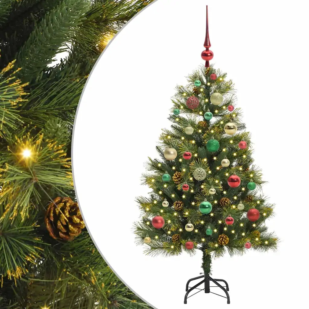 Albero di Natale artificiale pieghevole con coni Verde 120 cm 3395079