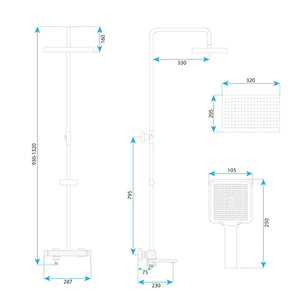 Set Doccia Rea Arlo Black
