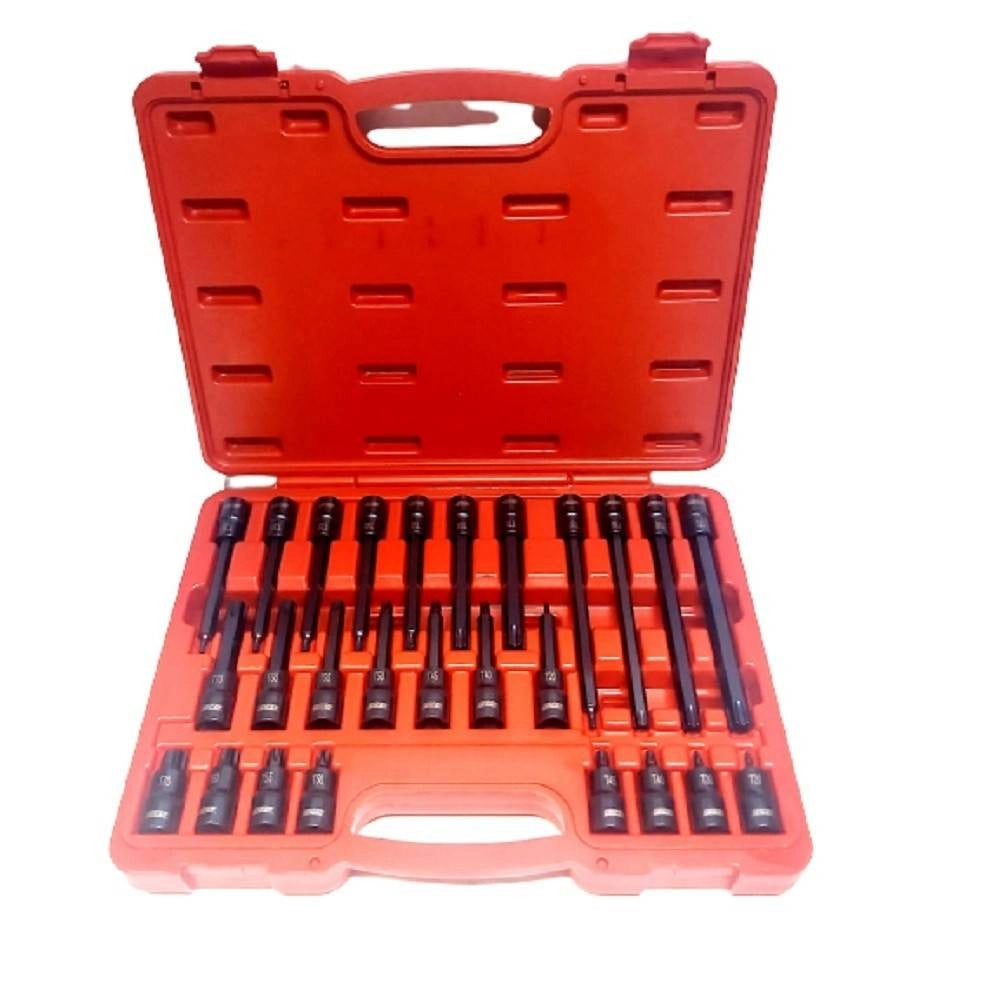 Trade Shop - Kit 26 Pz Inserti Inserto Torx Chiavi Bussola 1/2 Lunghe Auto Meccanico Fs-43612 -