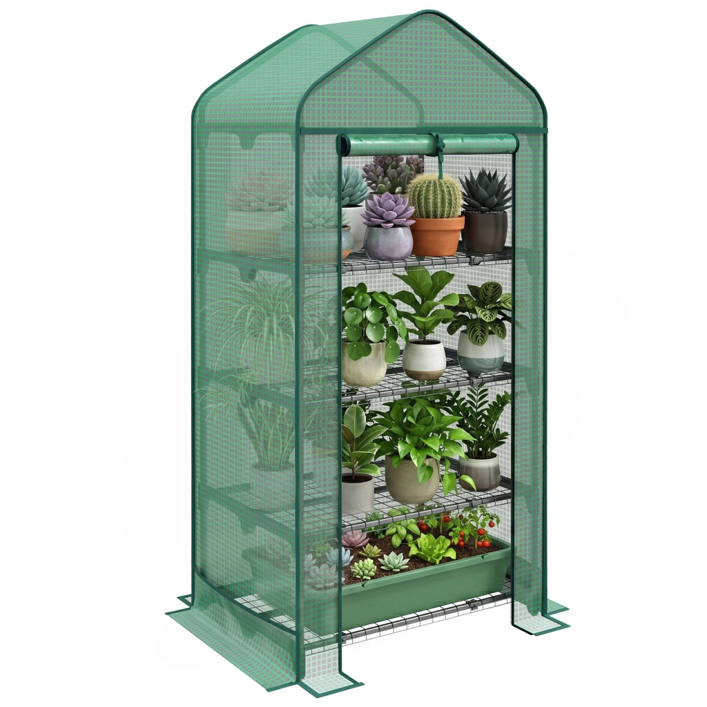 Serra per Piante da Giardino con Porta ¨C Zephmum ¨C Verde Scuro Metallo 69x49x158 cm