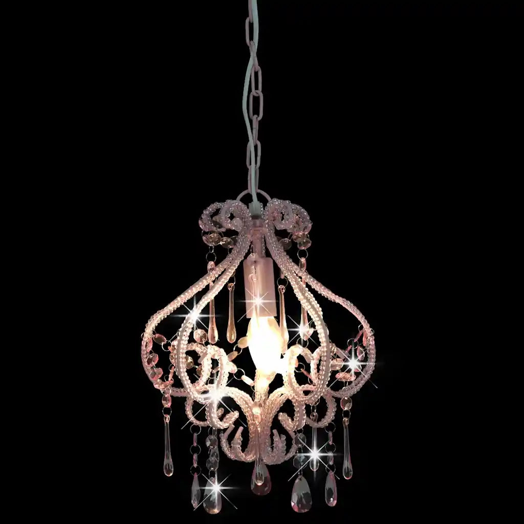 Lampadario con Perle Rosa Rotondo E14 CFW9223634