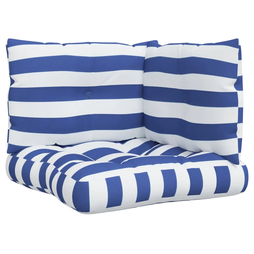 Cuscini per Pallet 3 pz Strisce Blu e Bianche Tessuto Oxfordcod mxl 119558