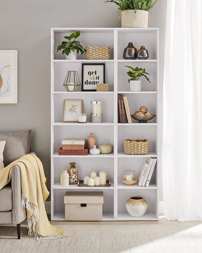 VASAGLE Libreria, Scaffale Libreria a 6 Ripiani, Scaffale Portaoggetti Aperto, 24 x 60 x 178,5 cm, per Soggiorno Studio Sala da Pranzo, Bianco Nuvola LBC169T14