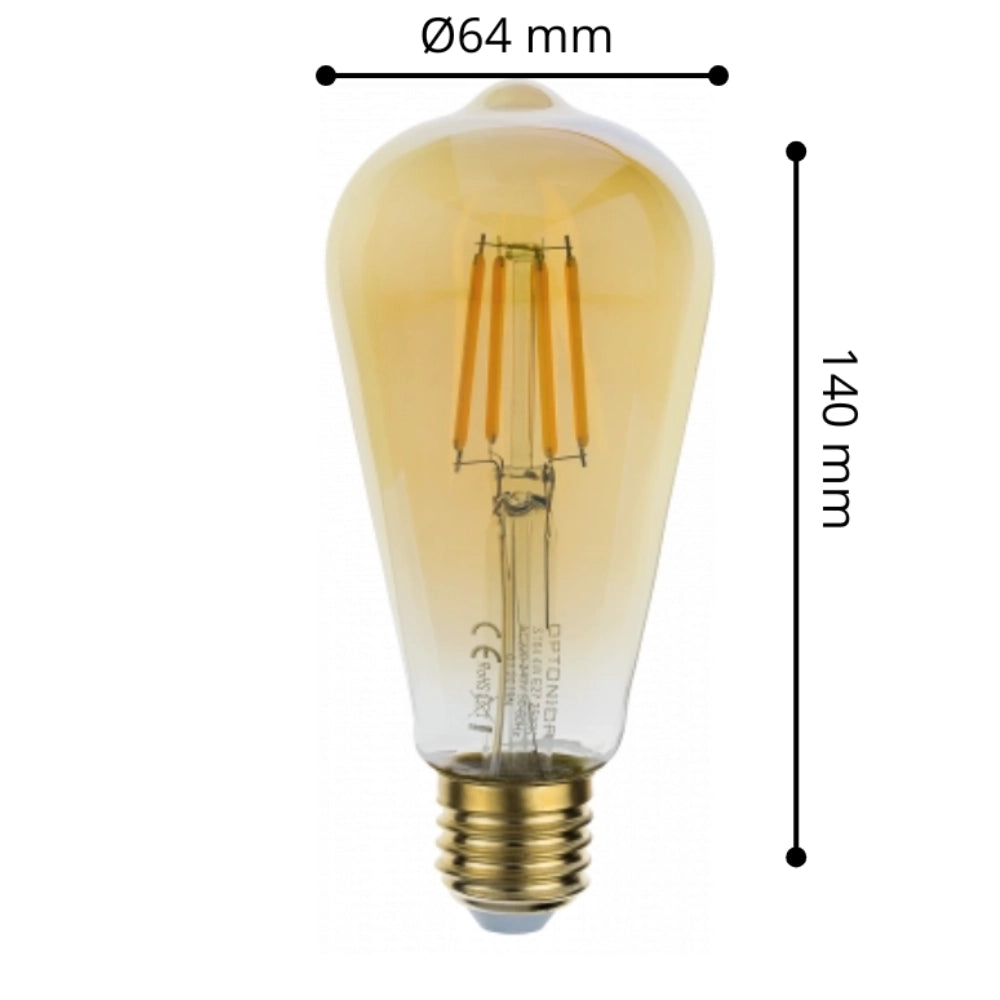 Lampadina optonica led attacco e27 2800 k luce calda vetro dorato *** potenza 4w, confezione 1