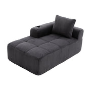 Divano lineare con tasche laterali e portabicchieri - in cord grigio scuro