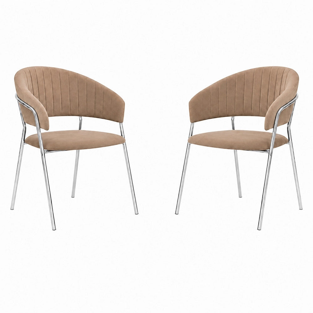 Set da 2 sedie Aurelia in velluto grigio tortora con gambe in ferro cromato
