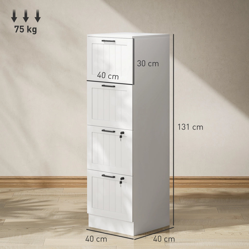 Cassettiera con 4 Cassetti ¨C zephmum ¨C Bianco 40x40x131 cm