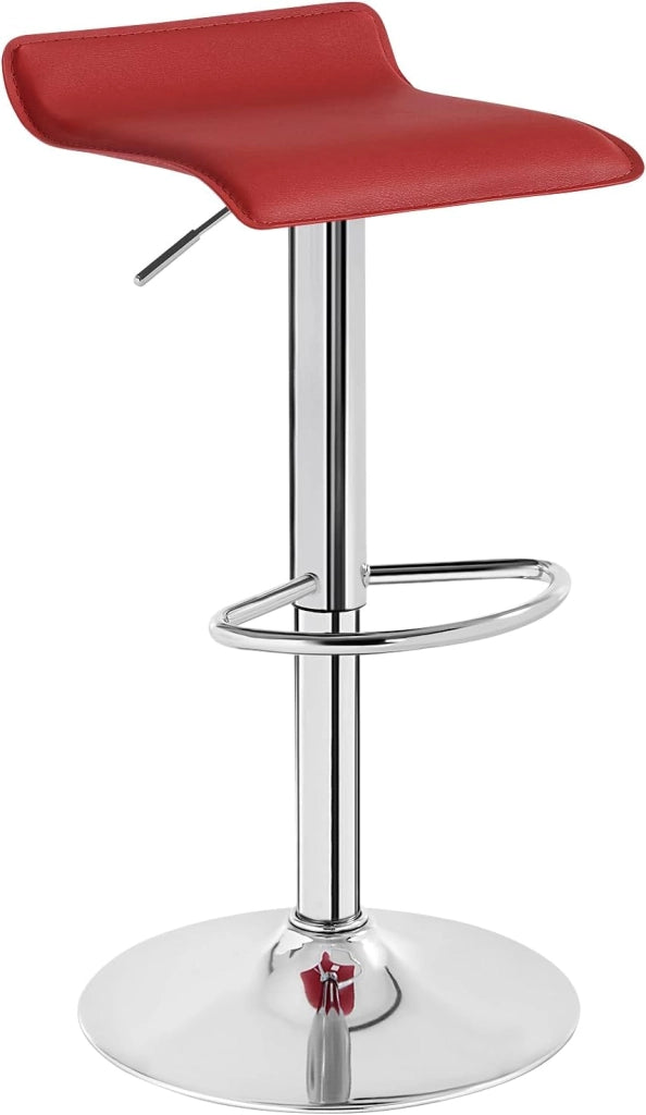 Sgabello da Cucina, Sgabello da Bar Colazione Regolabile in Altezza Girevole a 360°, per Bar, Cucina, Banco, Caffè, PVC+Metallo, con Poggiapiedi, Bordeaux+Argento