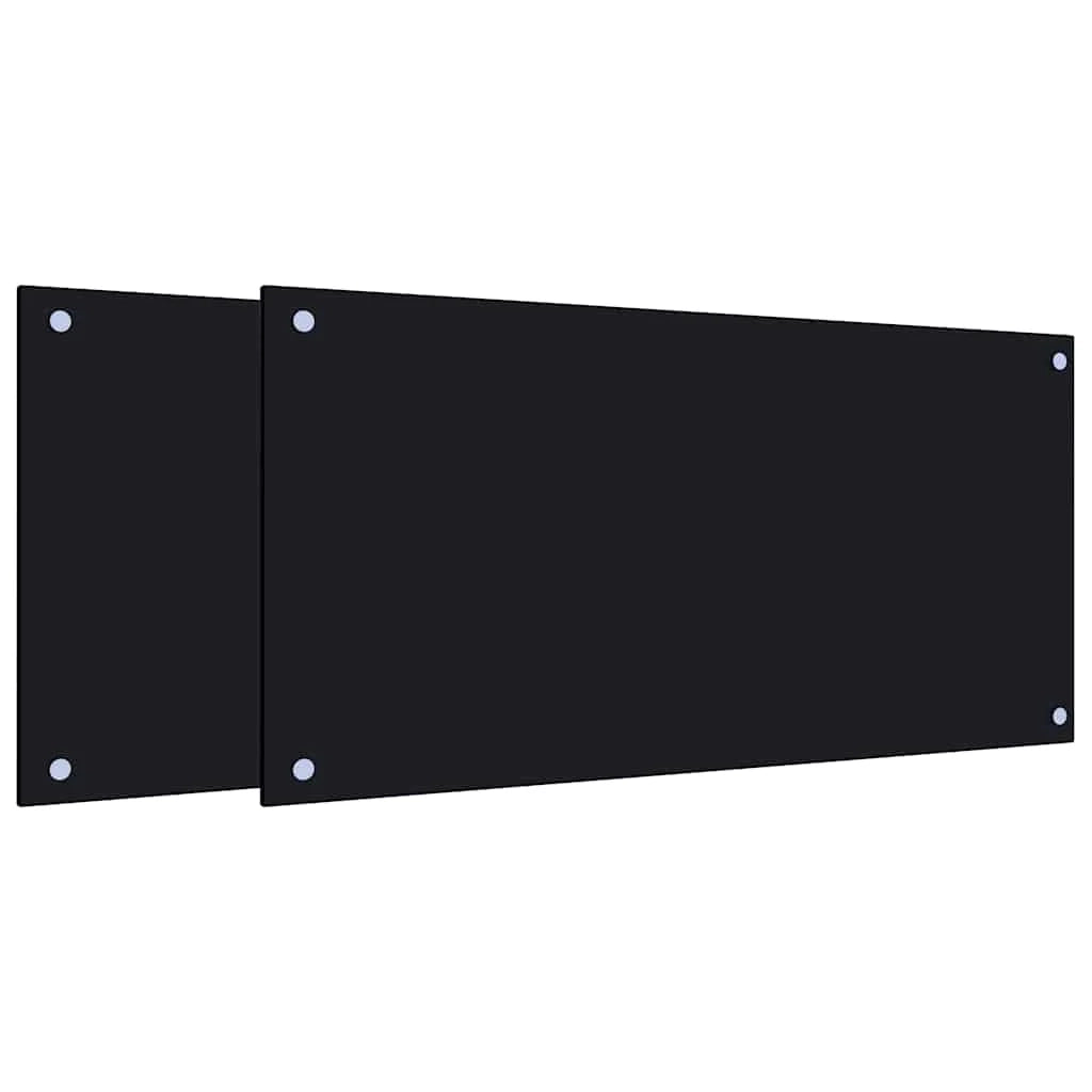 Set di 2 paraschizzi per cucina facili da pulire 80 x 40 cm vetro temperato nero 02_0055741