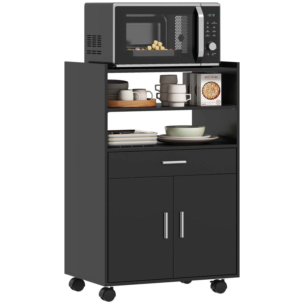 Armadio a 2 Ante con Cassetto e Ripiani ¨C Zephmum ¨C Nero, Legno, 59x40x92 cm