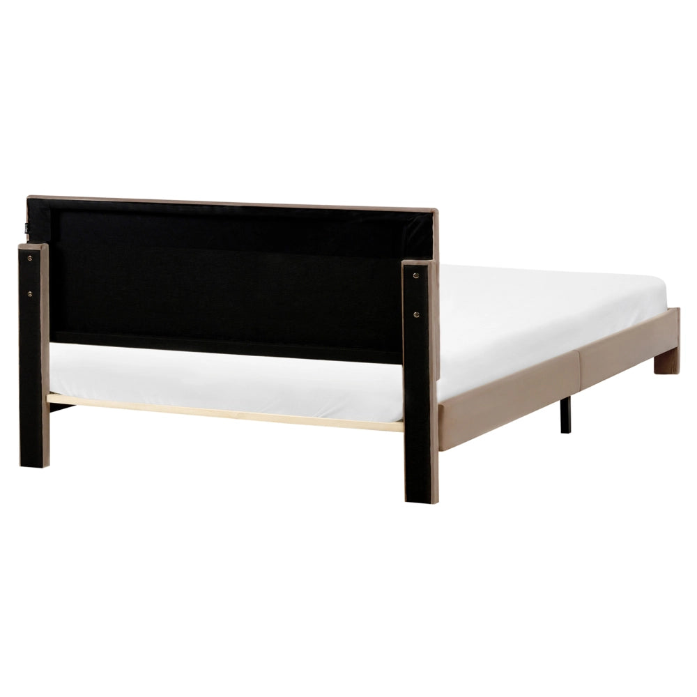 Letto matrimoniale 160 x 200 cm Bianco Sporco Rivestimento in velluto 4ft con cassetti Testiera Base a doghe Moderno