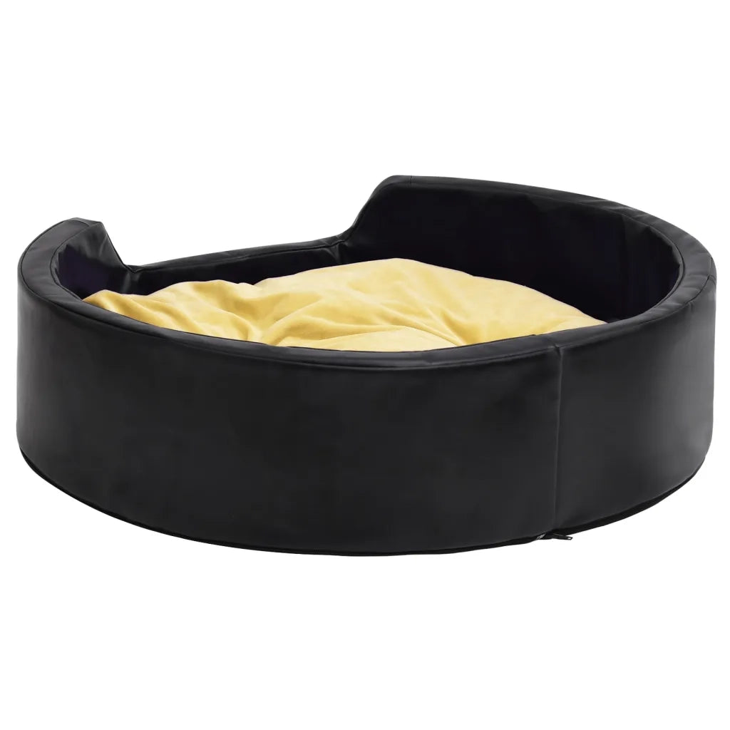 Lettino per Cani Nero e Giallo 99x89x21 cm Peluche e Similpelle 171288