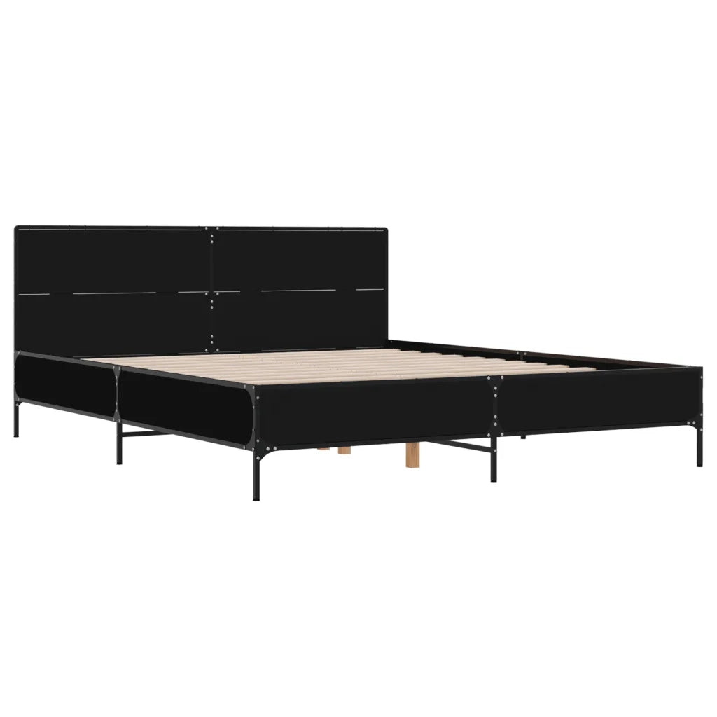 Giroletto Nero 140x200 cm in Legno Multistrato e Metallo 3279997