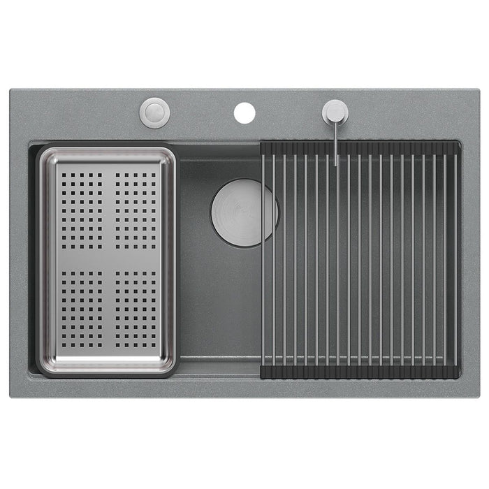 Lavello In Granito Marc 110 Workstation Grey Metallic Acciaio