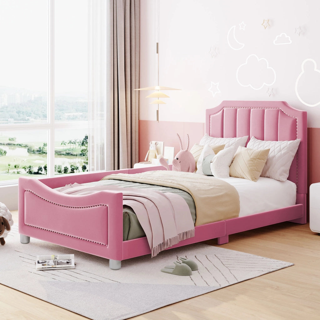 Letto per bambini con schienale in legno massello 90x200 cm