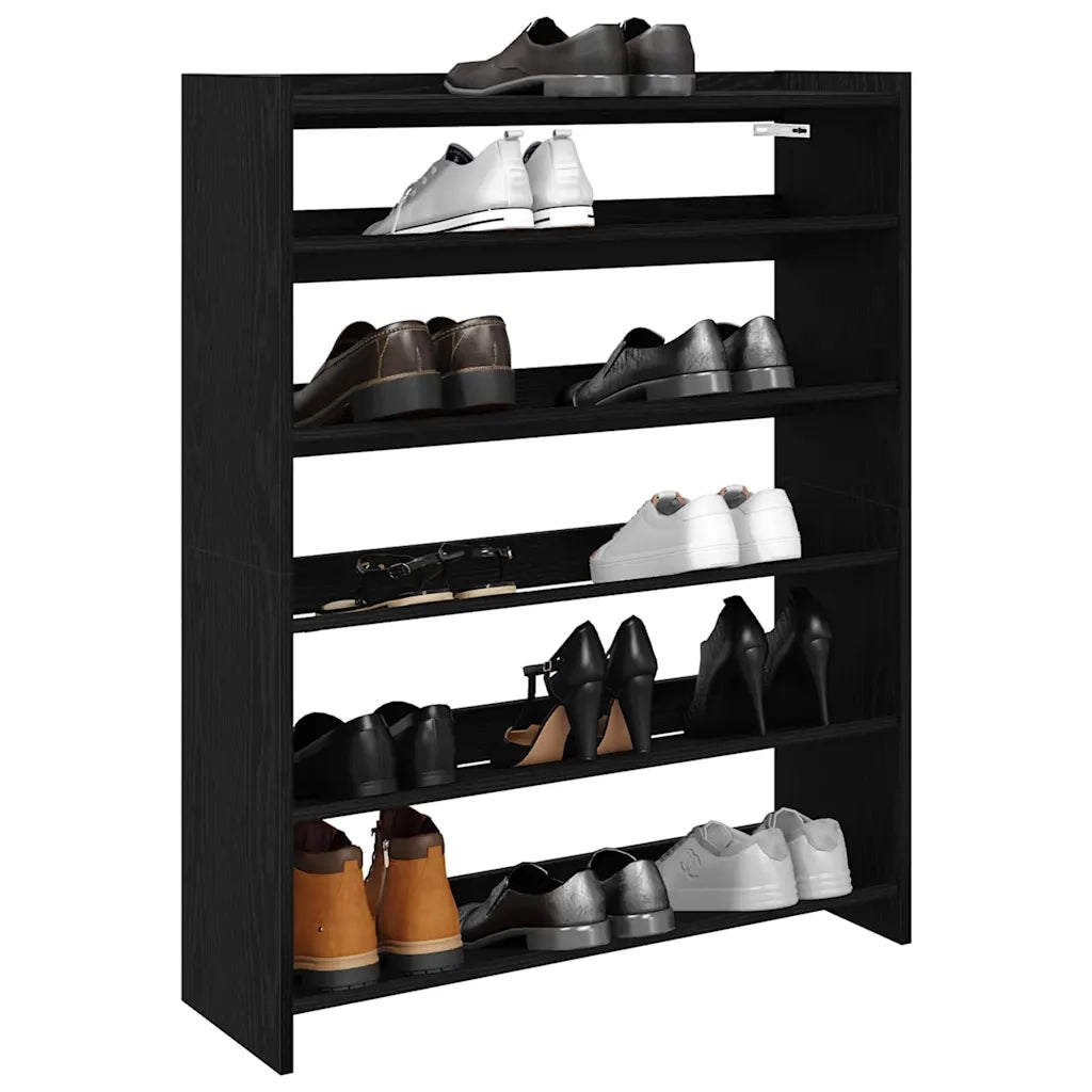 Scarpiera Nera 80x25x100 cm in Legno Multistrato 859897