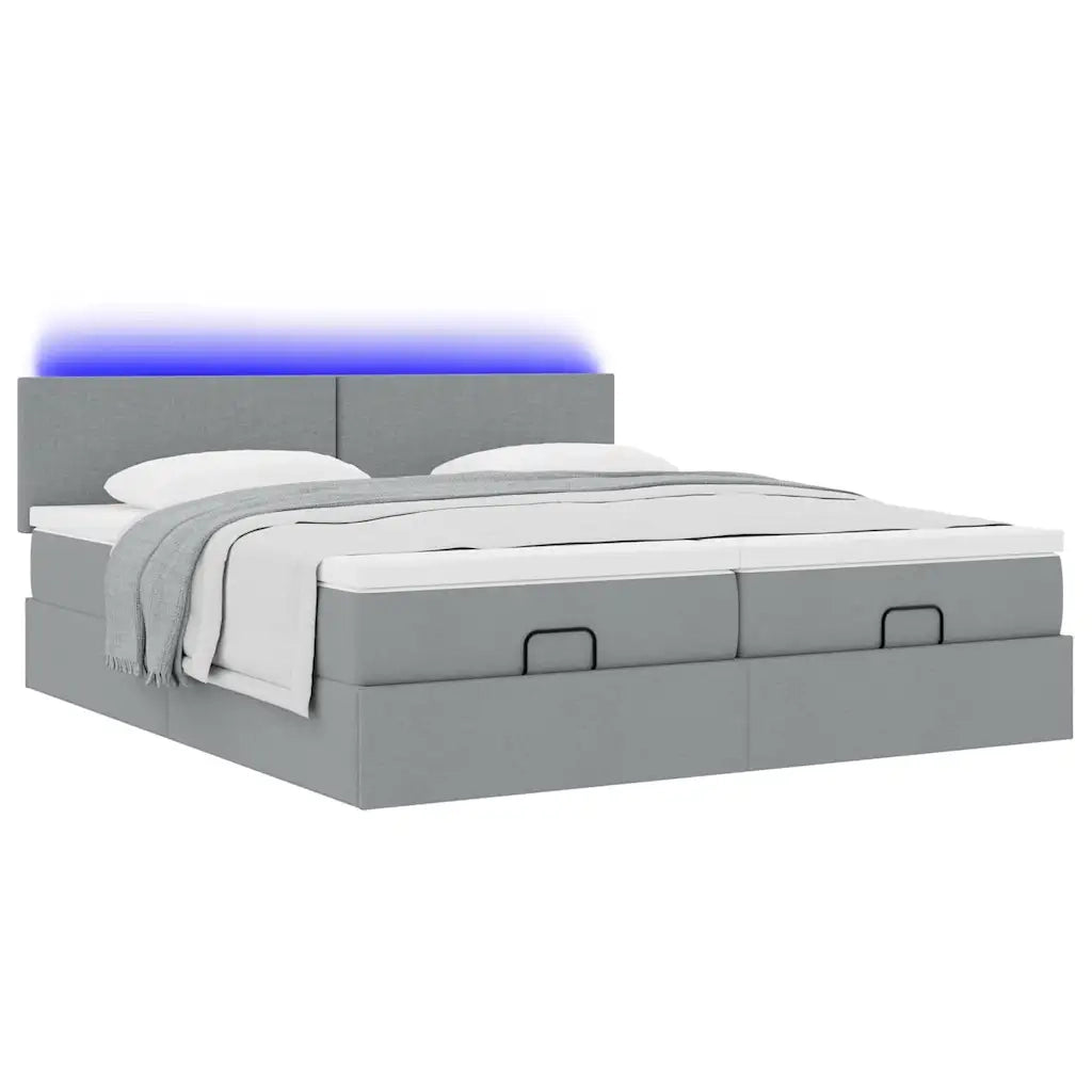 Struttura Letto Pouf con Materassi 200x200 cm in Tessuto 3312829