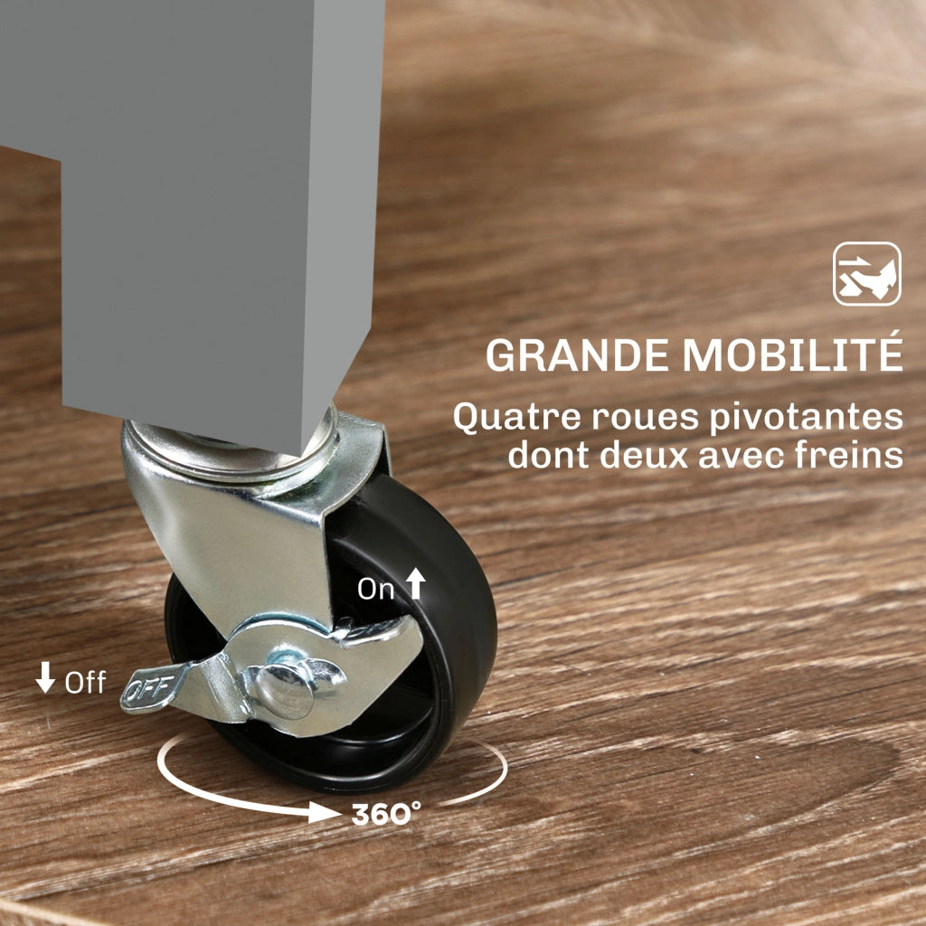 Carrello da cucina con 3 cassetti e piano rimovibile ¨C Minimal ¨C Grigio 67x37x85.5 cm