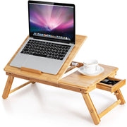 Vassoio per laptop in bamb¨´ con piano di dissipazione termica inclinabile, Vassoio per la colazione Naturale-Tavolini per laptop