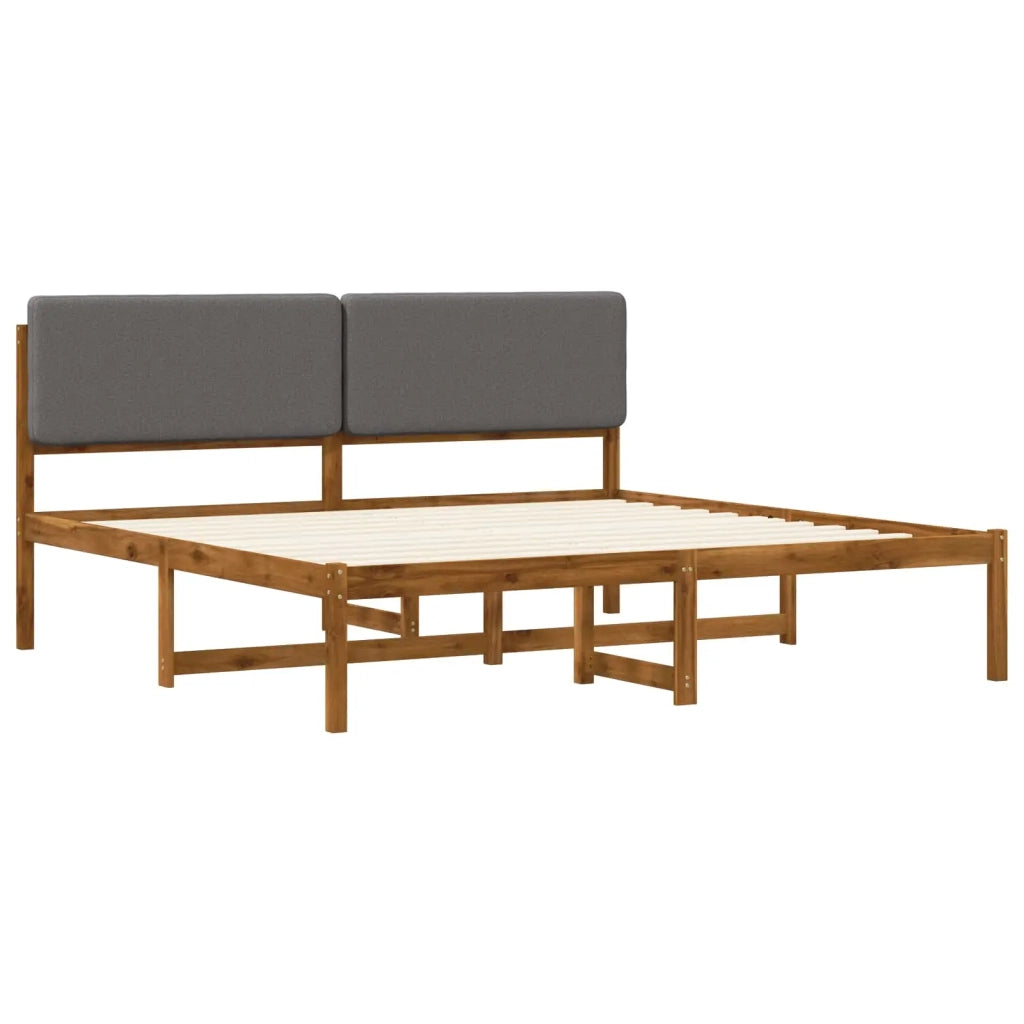 Letto con Testiera Rivestita Naturale e Grigio Chiaro 3405108