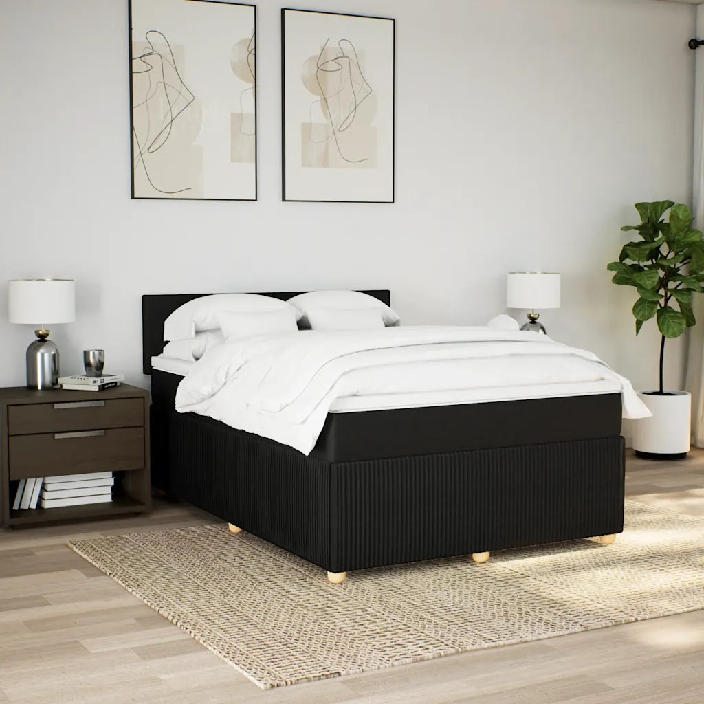 Giroletto a Molle con Materasso Nero 140x190 cm in Tessuto