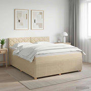 Letto box spring con materasso Crema 160 x 200 cm Tessuto 3451515