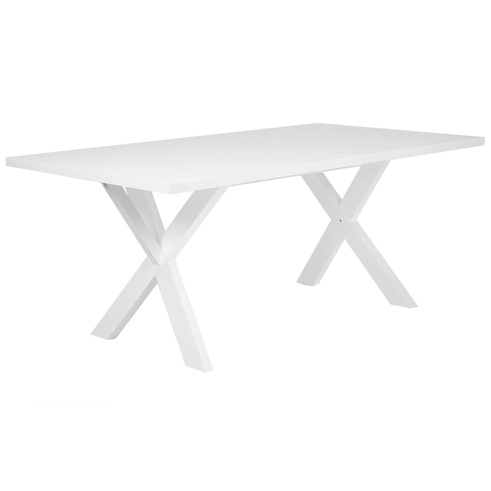 Tavolo da pranzo bianco da tavolo 77 x 180 x 80 cm X-cross gambe in legno massello tavolo da cucina