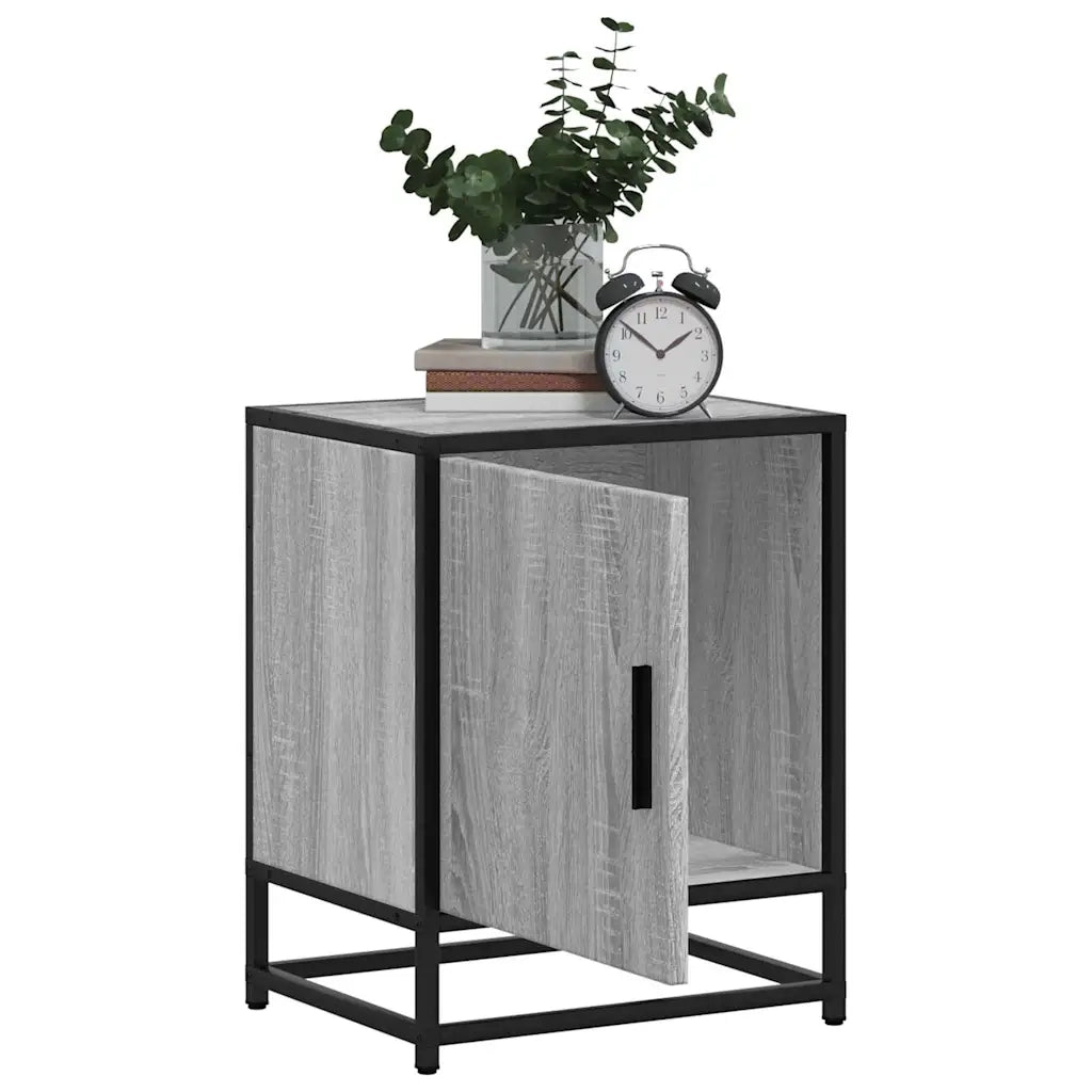 Comodini 2pz Grigio Sonoma 40x31x50cm Legno Multistrato Metallo 848716