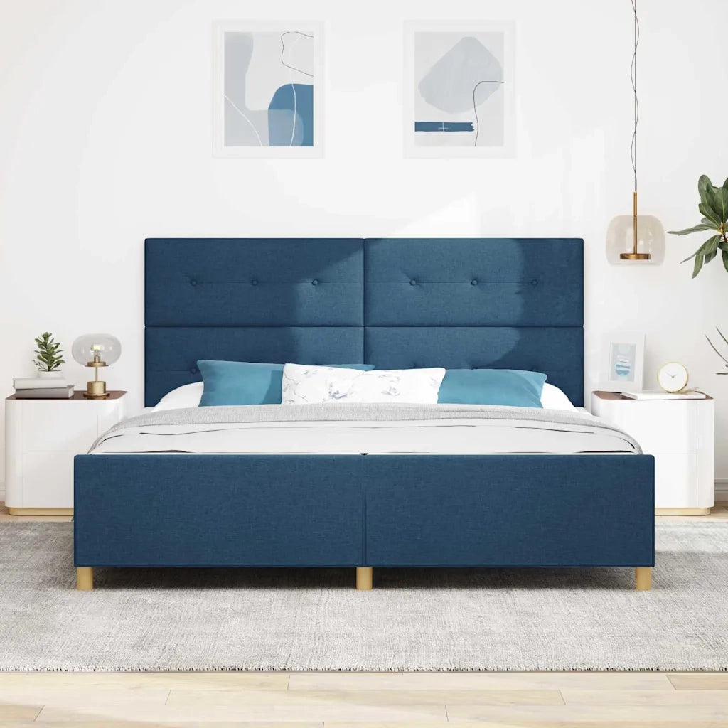 Struttura del letto con testiera Blu 200 x 200 cm Tessuto 3344759