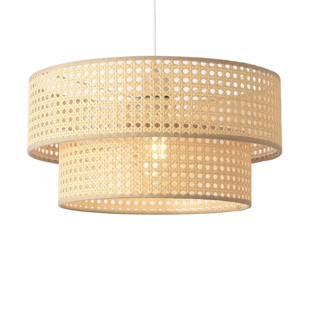 Lampada da terra a sospensione E27 diametro 40 cm effetto rattan bianco 03_0010729