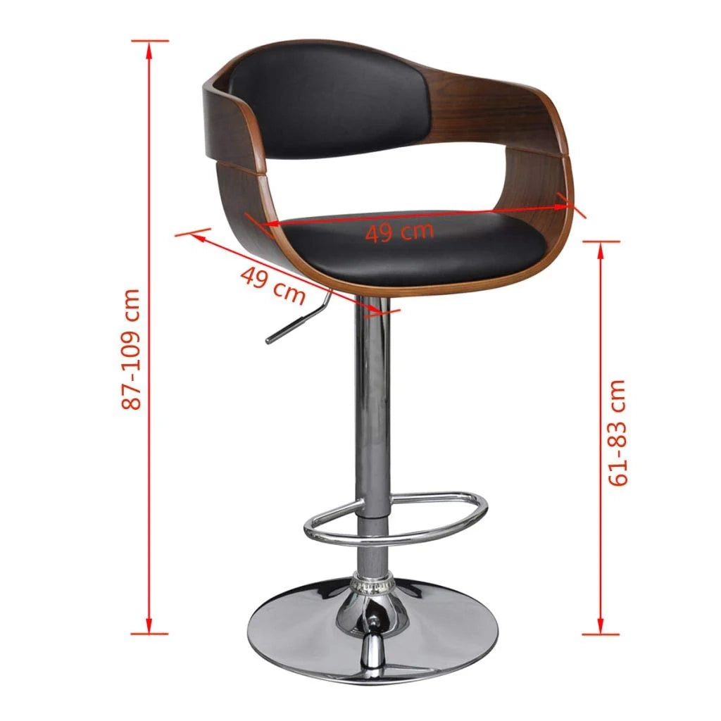 Set di due sgabelli da bar di design seduta con schienale pelle sintetica nera 1202186
