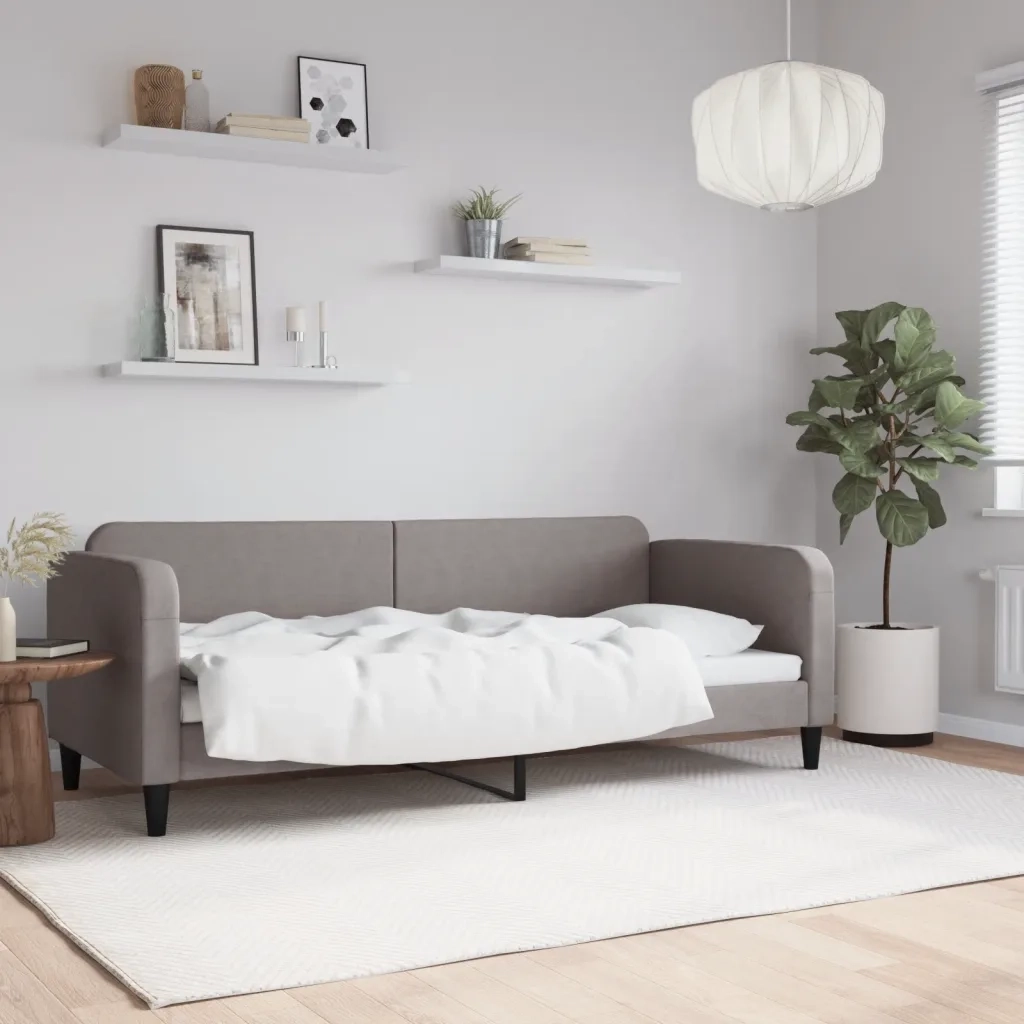 Letto singolo | Letto per adulti | Letto da Giorno Tortora 80x200 cm in Tessuto