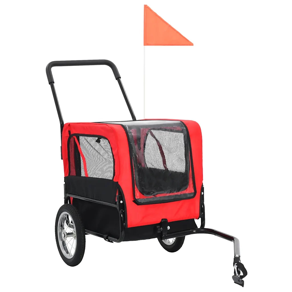 Rimorchio per Animali Domestici e Passeggino 2in1 Rosso e Nerocod mxl 106989
