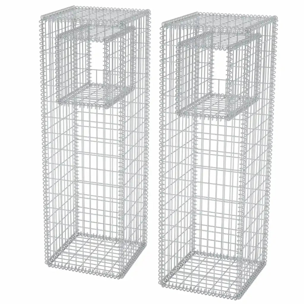 Pali/Fioriere in Gabbione in Rete 2 pz in Acciaio 50x50x160 cm 142542