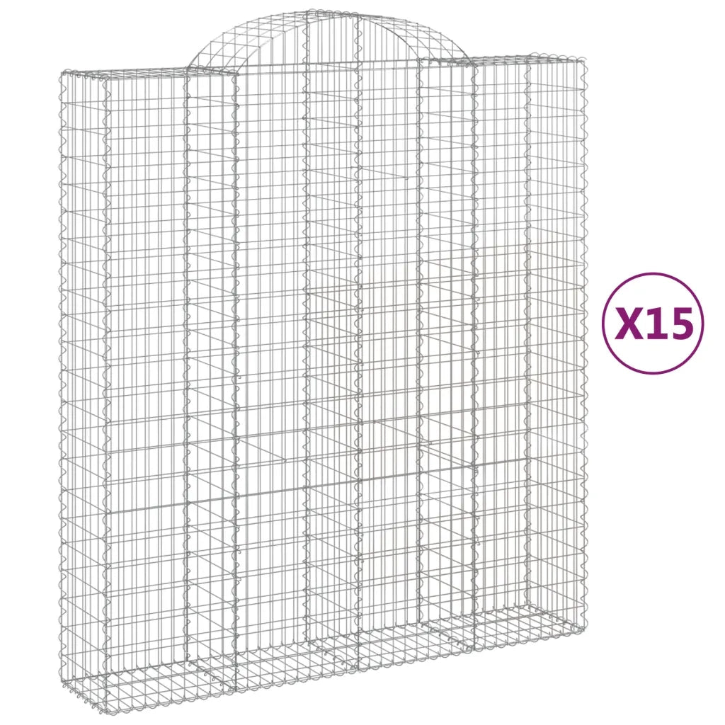 Cesti Gabbioni ad Arco 15 pz 200x50x220/240 cm Ferro Zincato 3146459