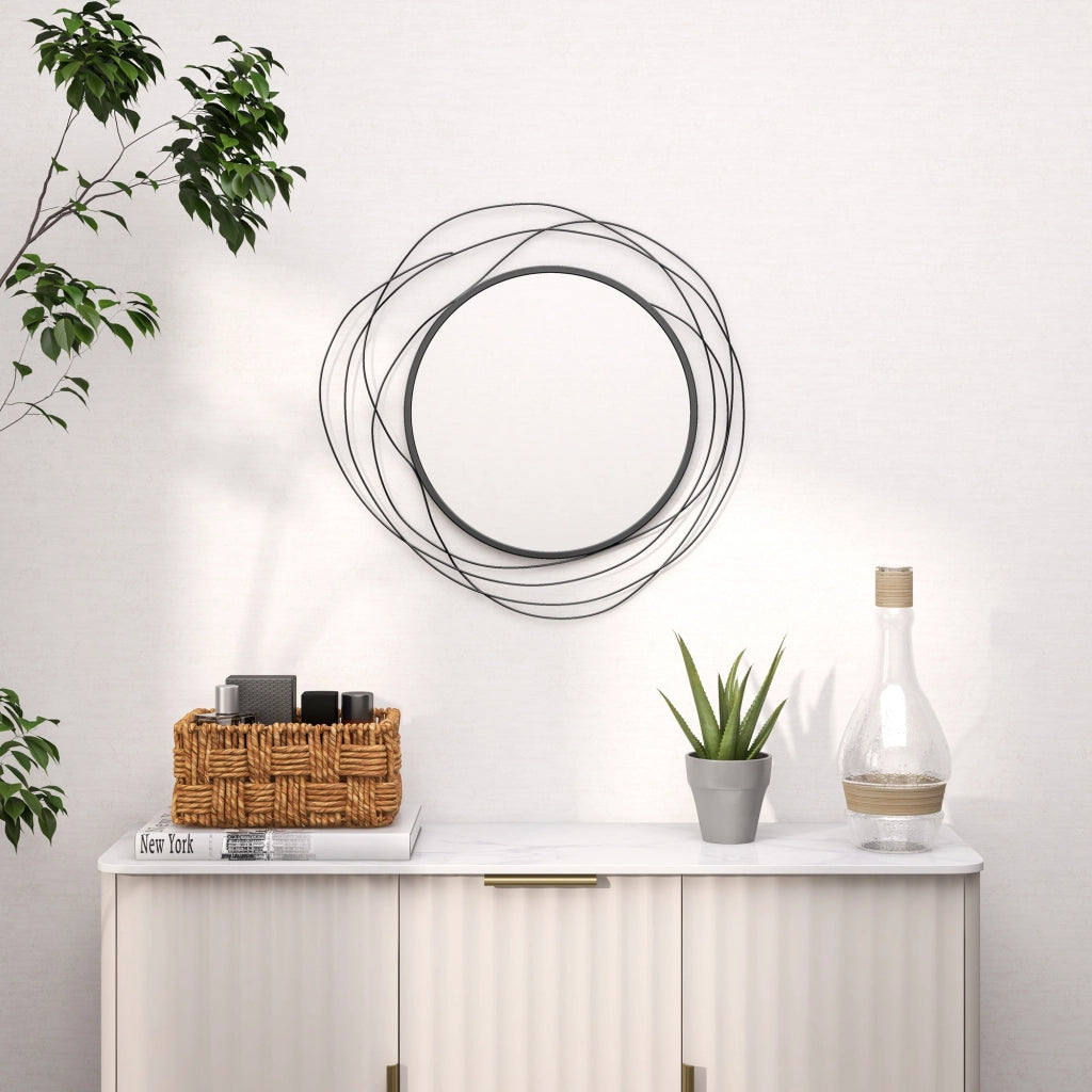 Specchio rotondo in metallo nero ¨C zephmum ¨C diametro 65 cm