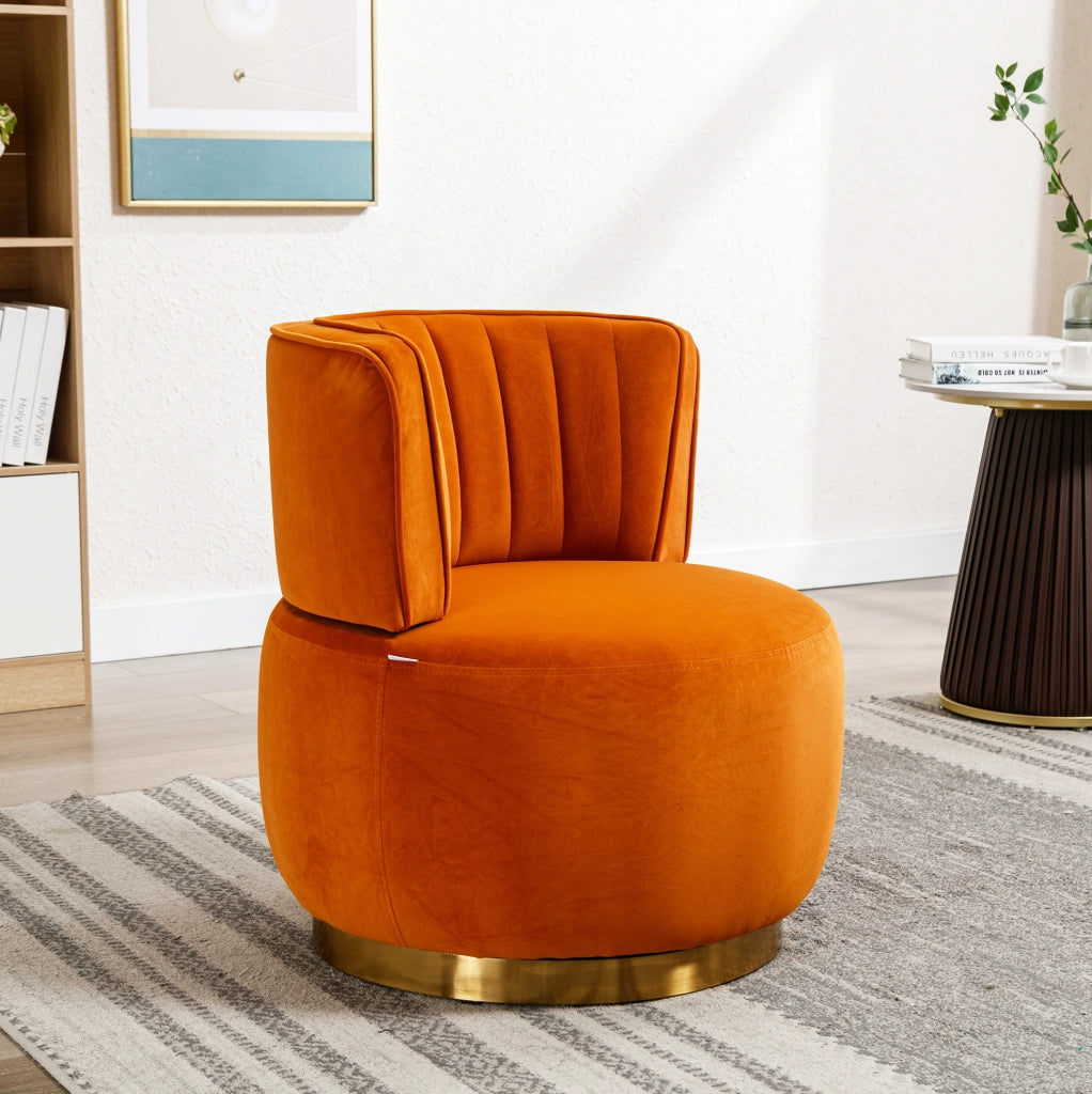 Sedia girevole moderna 360° in velluto arancione; 62;5 x 62 x 69;5 cm
