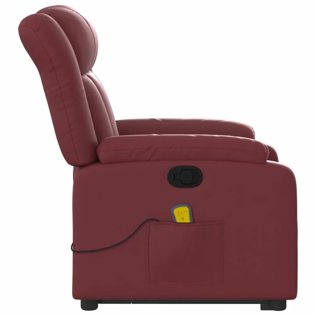 Poltrona | Sedia Relax Alzapersone Massaggi Reclinabile Rosso Vino Similpelle