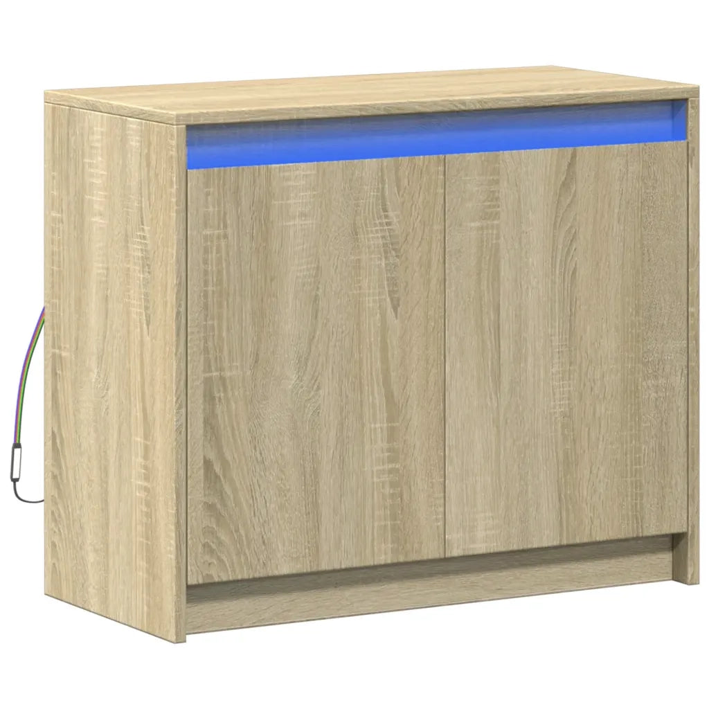 Credenza | Madia | Buffet da pranzo | Armadio da pranzo con LED Rovere Sonoma 72x34x61 cm in Legno Multistrato