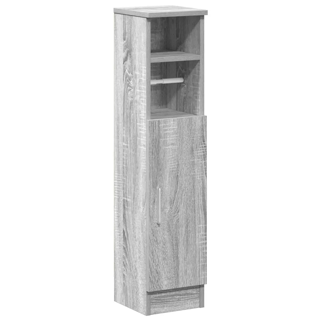 vidaXL Mobile da Bagno con Portarotolo Grigio Sonoma 20,5x22x90 cm