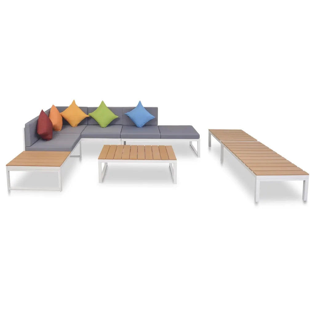 Set Divani da Giardino 5 pz con Cuscini in Alluminio e WPC cod mxl 36939