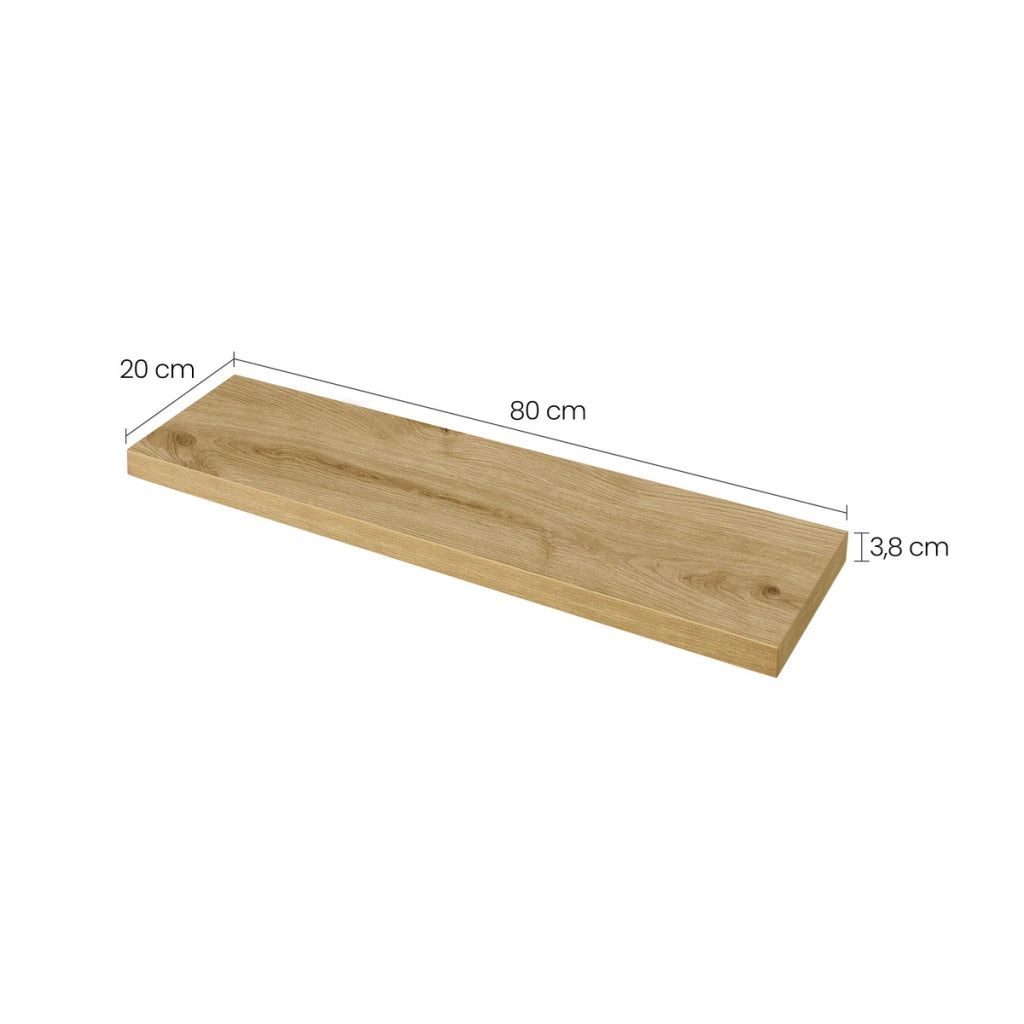 Mensola a muro moderna sospesa Rovere Artisan 80 cm