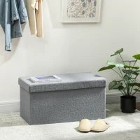 Panca Contenitore Imbottita con Coperchio, 76x38x38 cm, Grigio Scuro