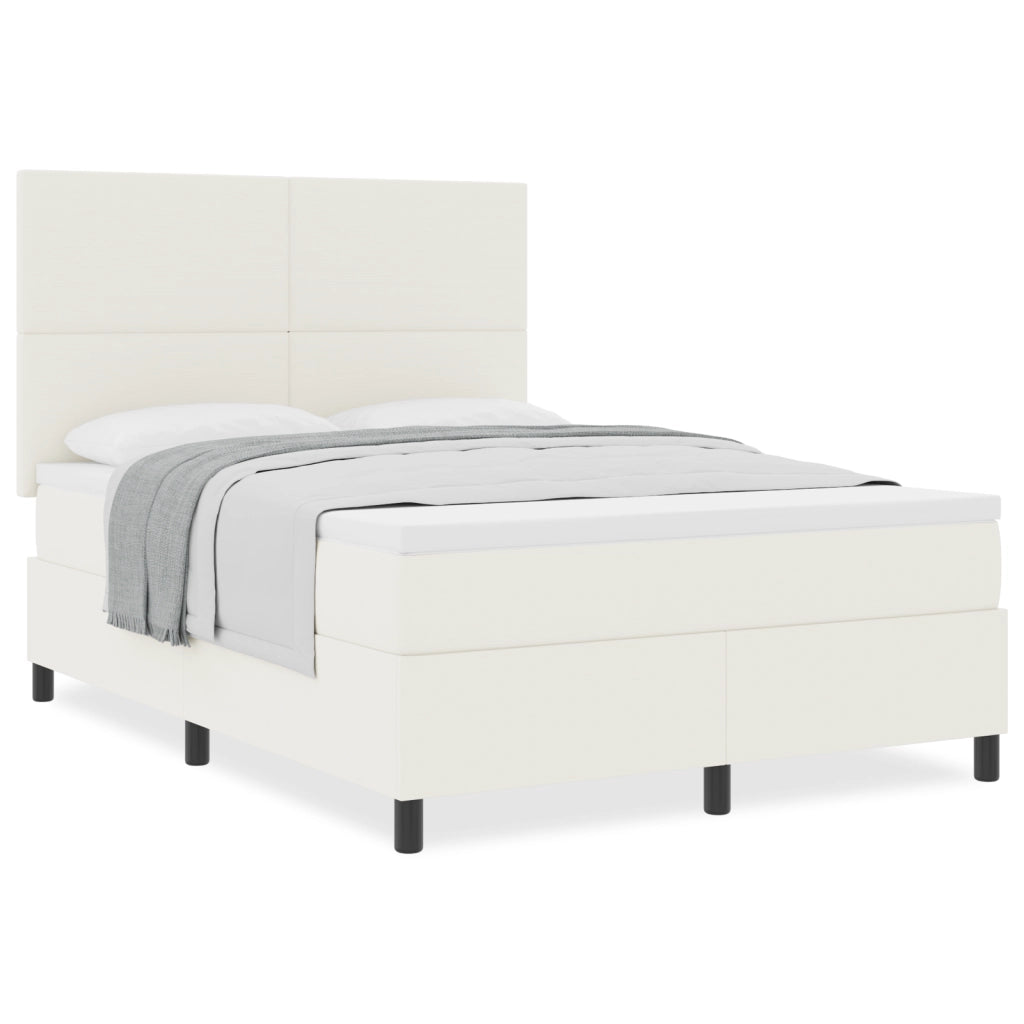 Letto con Rete a Molle Materasso Crema 140x200 cm Tessuto in Velluto