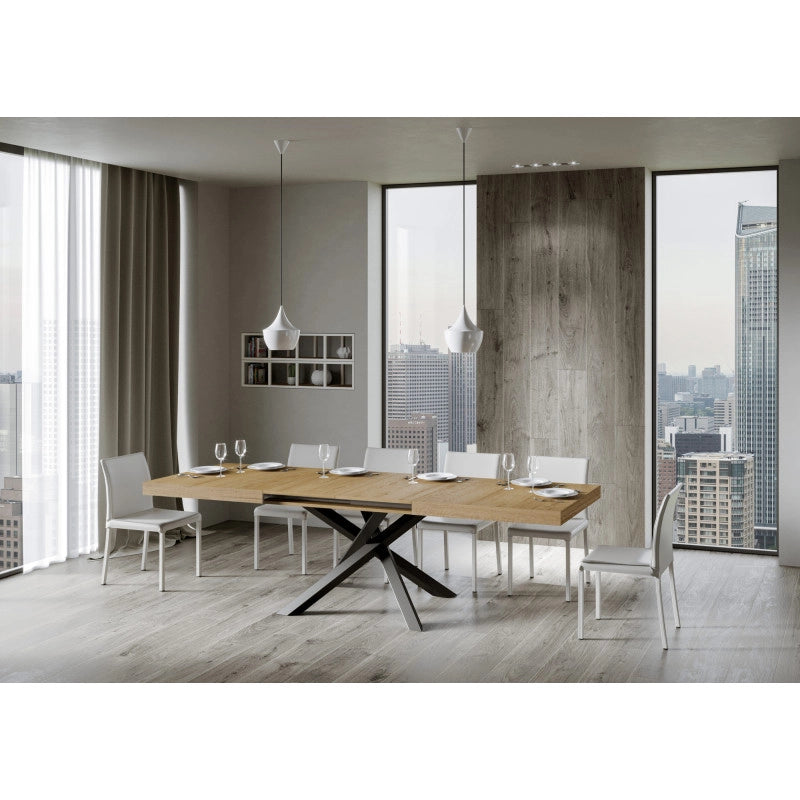 Tavolo allungabile 200/460x90 cm Volantis telaio Antracite - Quercia Natura