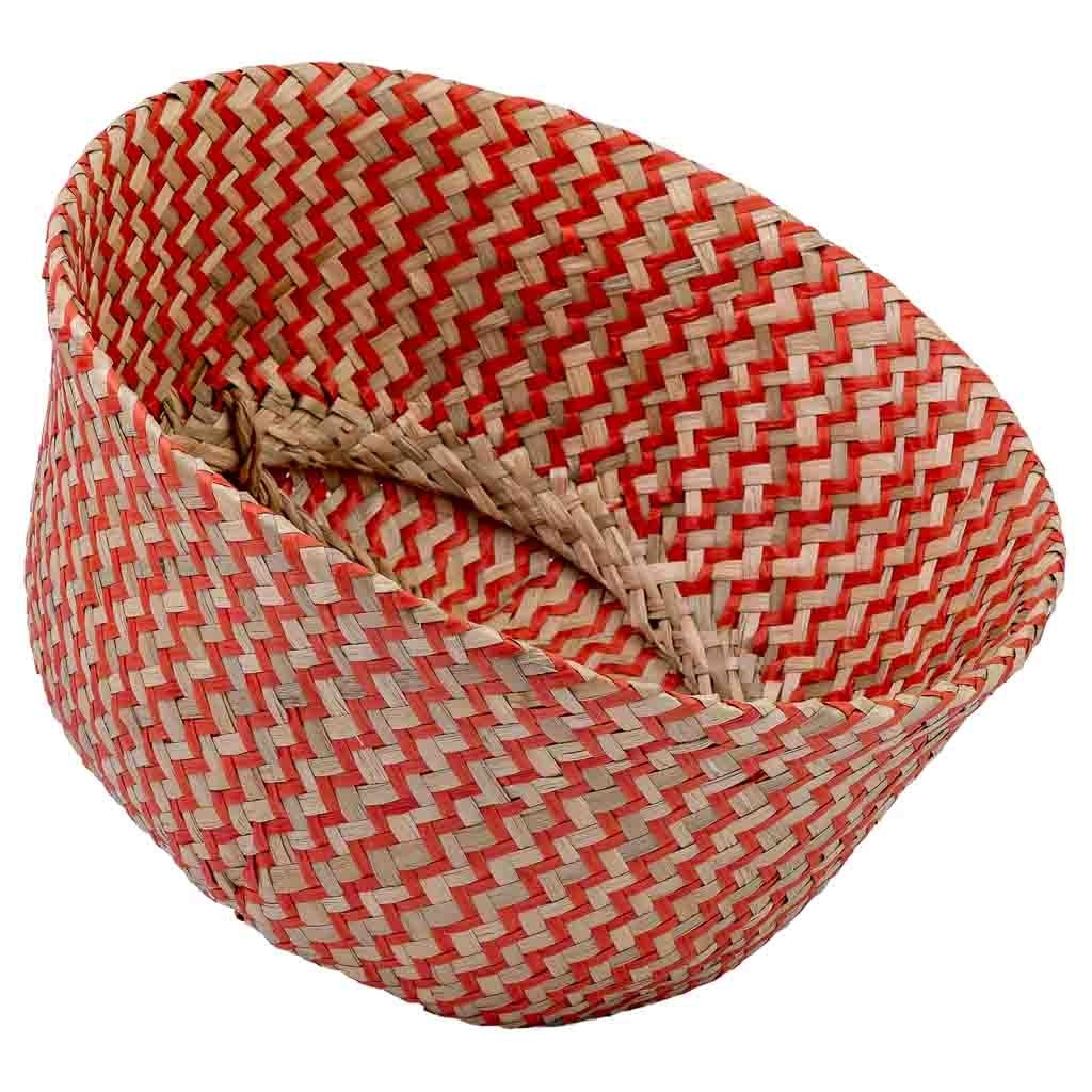 Cestino rosso naturale con manici, D35x30/46h cm