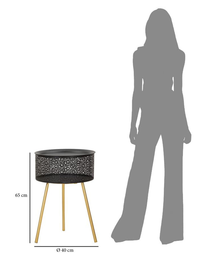 Tavolino Basso Ø40x65 cm in Metallo Nero