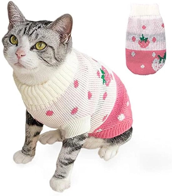Maglione a maglia con disegno di gatti, abbigliamento per gatti senza pelo, giacca calda per animali domestici (XL)