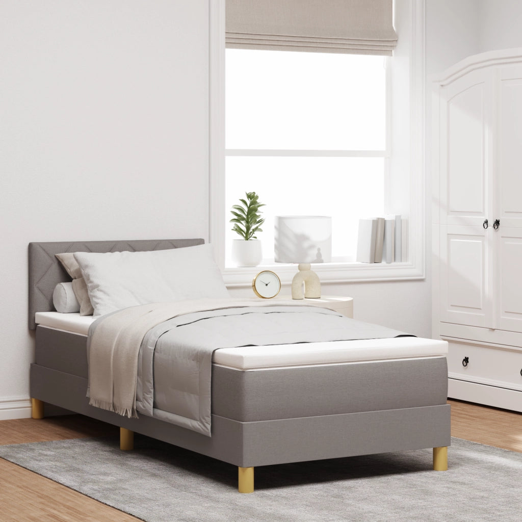 Letto con box spring e materasso tortora 100x200 cm tessuto